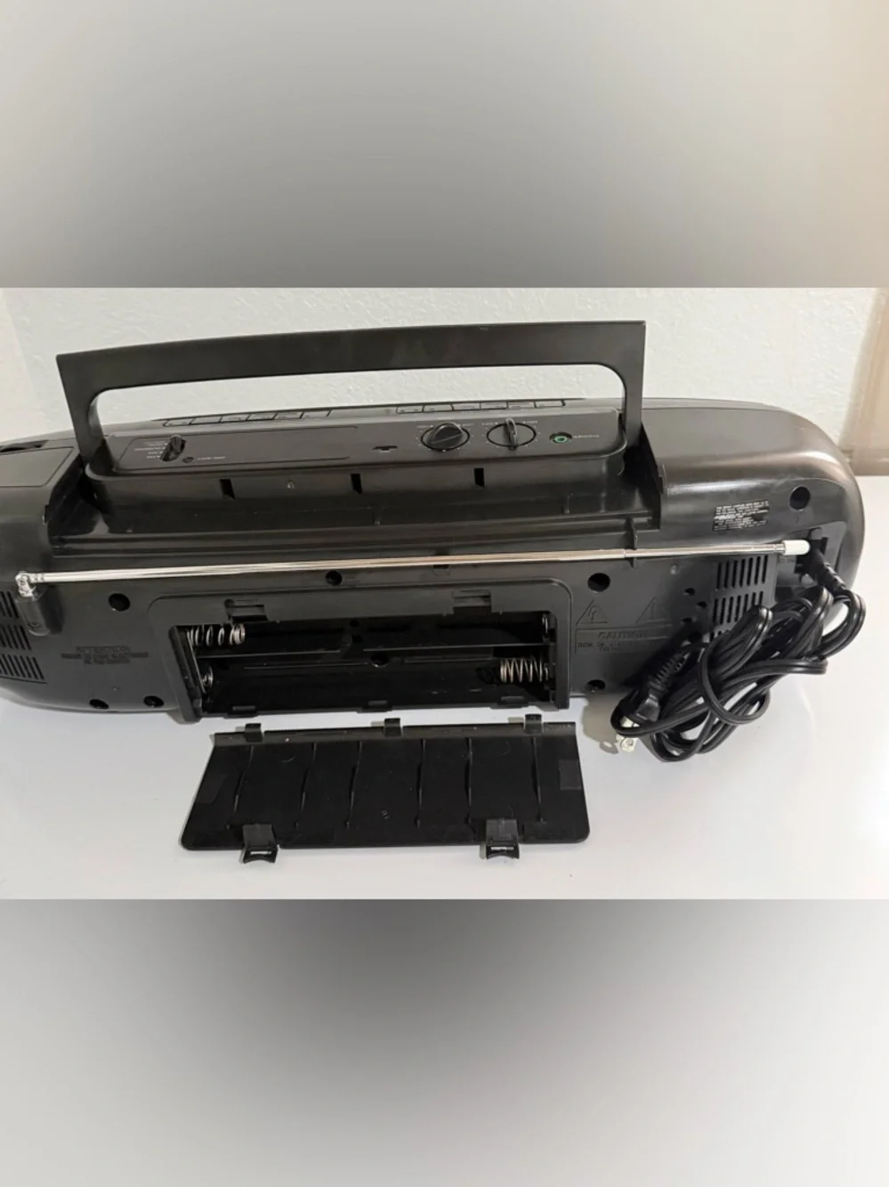 Vintage Sony Black Portable Boombox with AM/FM Radio and Dual Cassette